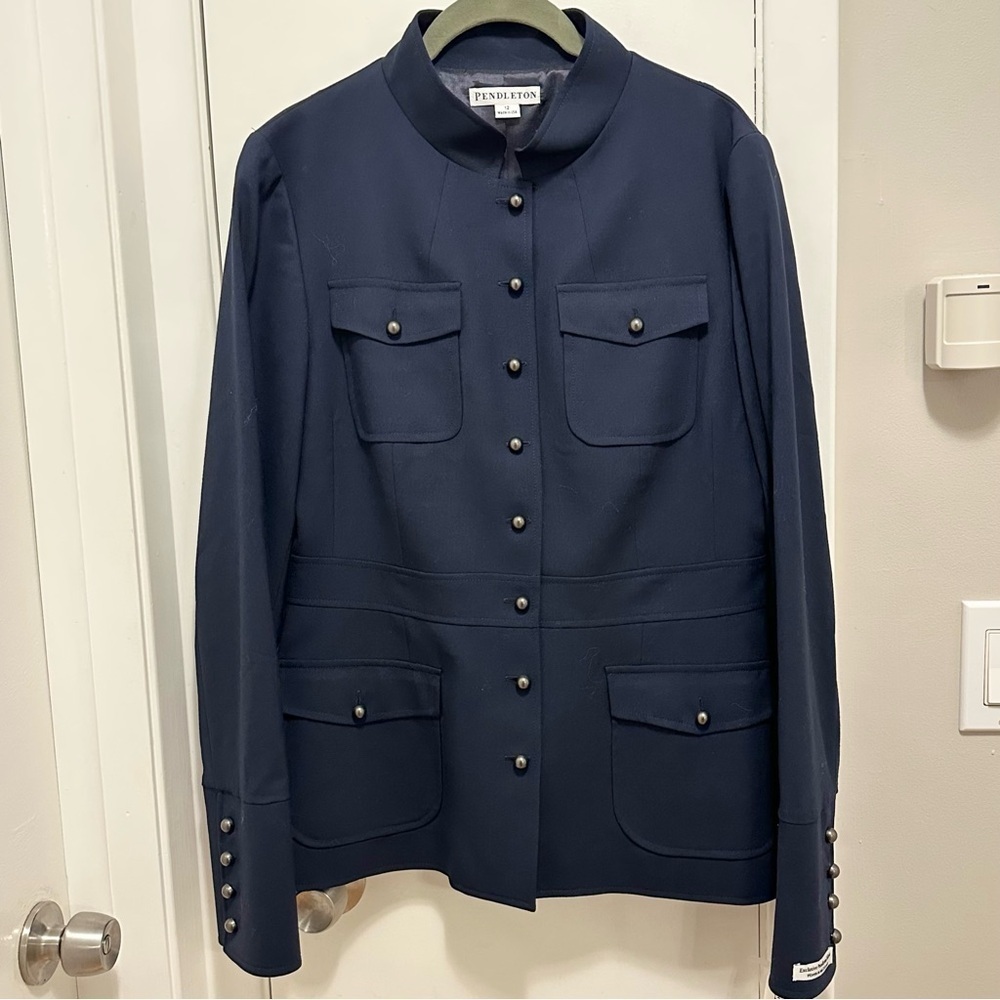 Vintage Pendleton Women’s Navy Blue Wool Military Style Jacket Blazer 12 New NWT